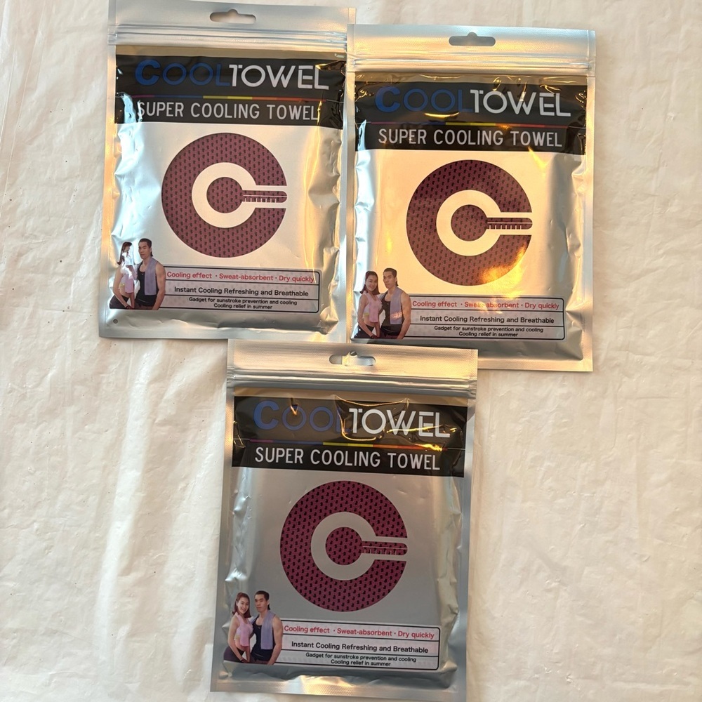 Cool Towel 3 Super Cooling Towels yoga golf biking workout NWT